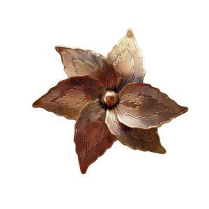 Vintage Copper Tone Metal Brooch Flower Shape